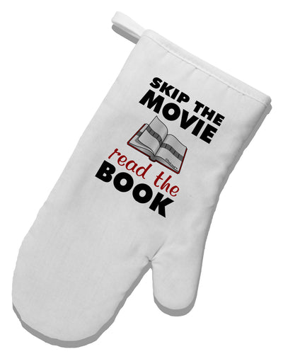 Skip The Movie Read The Book White Printed Fabric Oven Mitt-Oven Mitt-TooLoud-White-Davson Sales