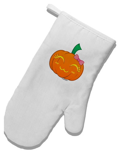 Kyu-T Face Pumpkin White Printed Fabric Oven Mitt by TooLoud-Oven Mitt-TooLoud-White-Davson Sales