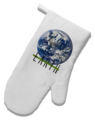 Planet Earth Text White Printed Fabric Oven Mitt by TooLoud-Oven Mitt-TooLoud-White-Davson Sales