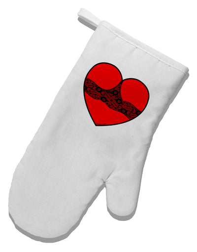 Black Lace Panty Heart White Printed Fabric Oven Mitt-Oven Mitt-TooLoud-White-Davson Sales