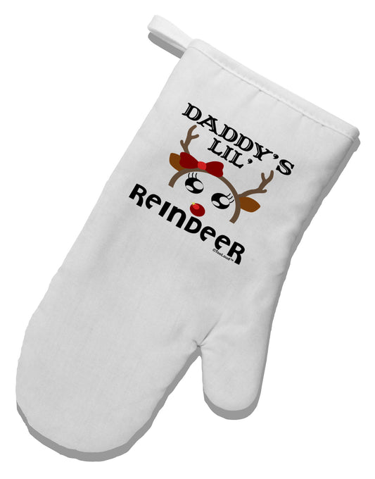Daddy's Lil Reindeer Girl White Printed Fabric Oven Mitt-Oven Mitt-TooLoud-White-Davson Sales