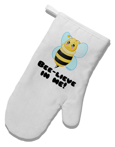 Bee-lieve In Me White Printed Fabric Oven Mitt-Oven Mitt-TooLoud-White-Davson Sales