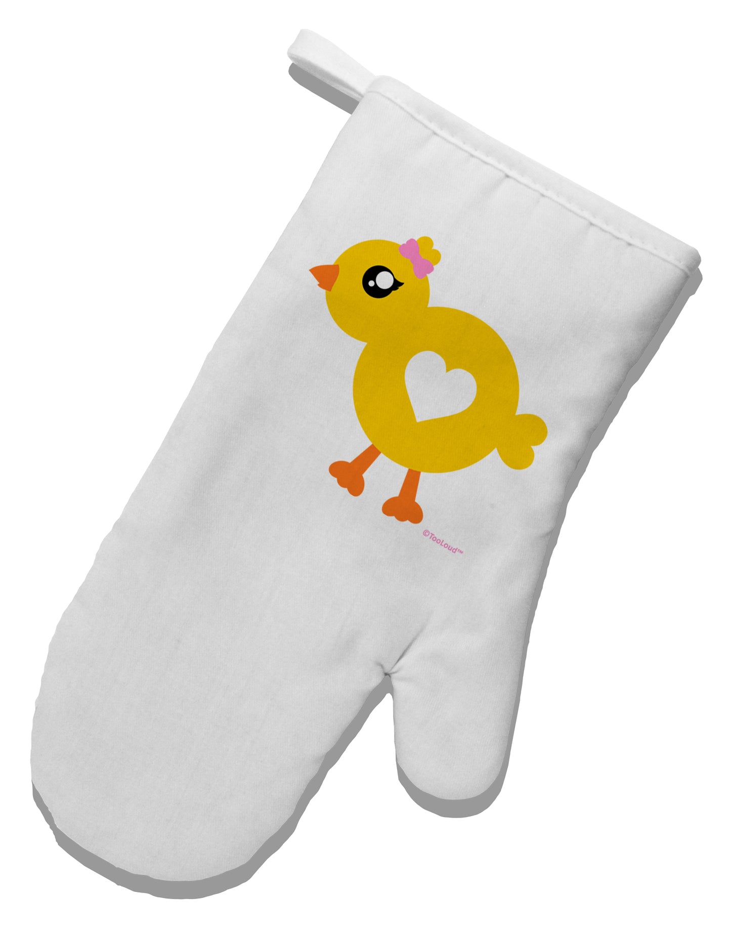 Cute Chick with Bow White Printed Fabric Oven Mitt by TooLoud-Oven Mitt-TooLoud-White-Davson Sales