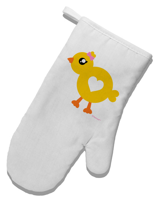 Cute Chick with Bow White Printed Fabric Oven Mitt by TooLoud-Oven Mitt-TooLoud-White-Davson Sales