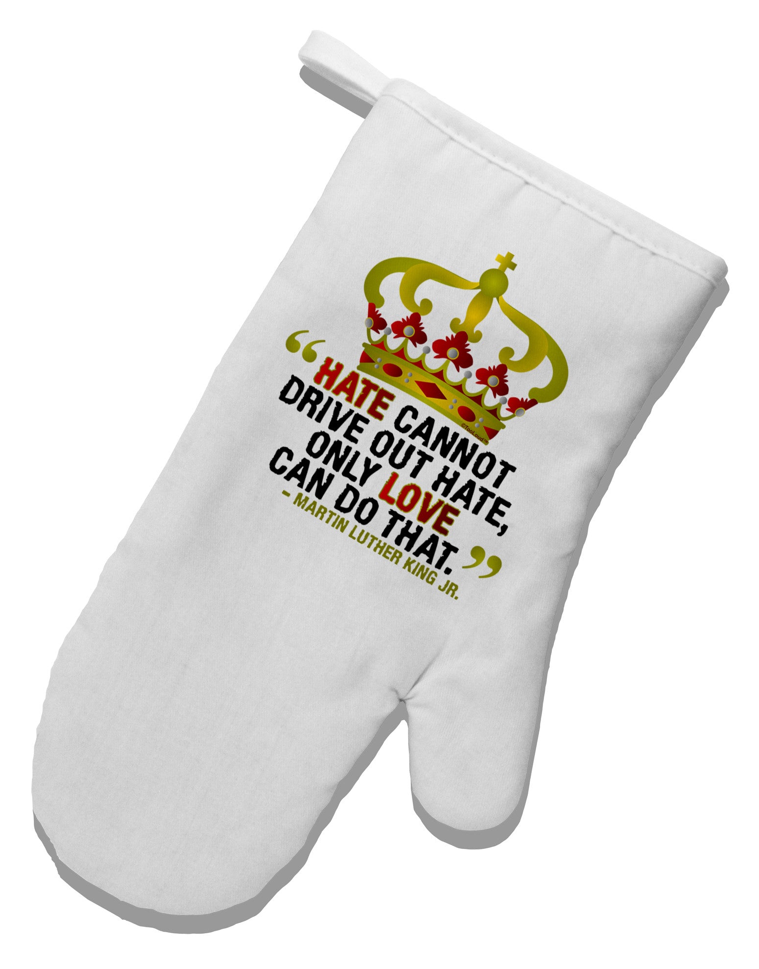 MLK - Only Love Quote White Printed Fabric Oven Mitt-Oven Mitt-TooLoud-White-Davson Sales