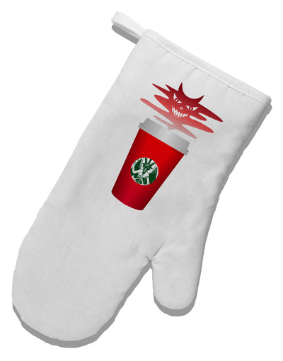 Red Cup Satan Coffee White Printed Fabric Oven Mitt by TooLoud-TooLoud-White-Davson Sales