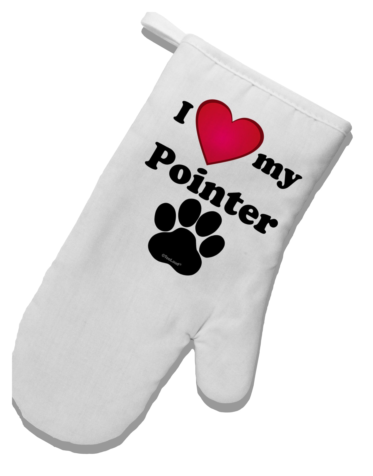 I Heart My Pointer White Printed Fabric Oven Mitt by TooLoud-Oven Mitt-TooLoud-White-Davson Sales