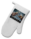 Two Bighorn Rams Text White Printed Fabric Oven Mitt-Oven Mitt-TooLoud-White-Davson Sales