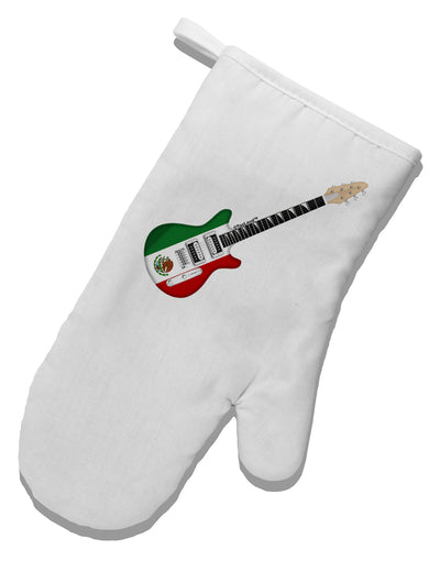 Mexican Flag Guitar Design White Printed Fabric Oven Mitt by TooLoud-Oven Mitt-TooLoud-White-Davson Sales