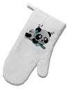 Cute Panda With Ear Buds White Printed Fabric Oven Mitt-Oven Mitt-TooLoud-White-Davson Sales