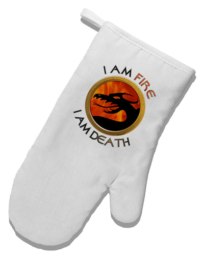 I Am Fire I Am Death White Printed Fabric Oven Mitt by TooLoud-Oven Mitt-TooLoud-White-Davson Sales