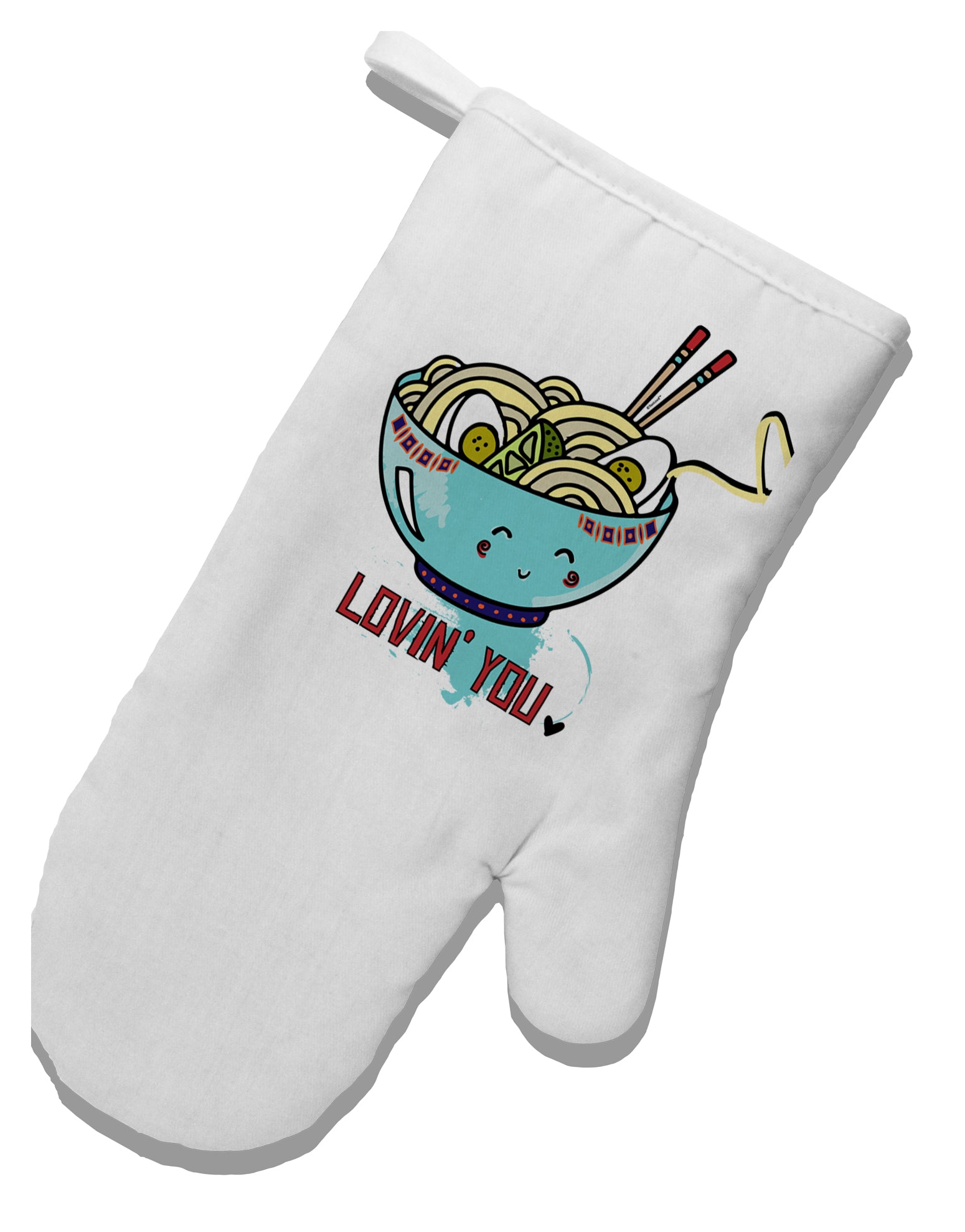 TooLoud Matching Lovin You Blue Pho Bowl White Printed Fabric Oven Mitt-OvenMitts-TooLoud-Davson Sales