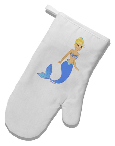 Mermaid Design - Blue White Printed Fabric Oven Mitt-Oven Mitt-TooLoud-White-Davson Sales