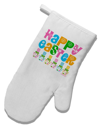 Happy Easter - Tulips White Printed Fabric Oven Mitt by TooLoud-Oven Mitt-TooLoud-White-Davson Sales