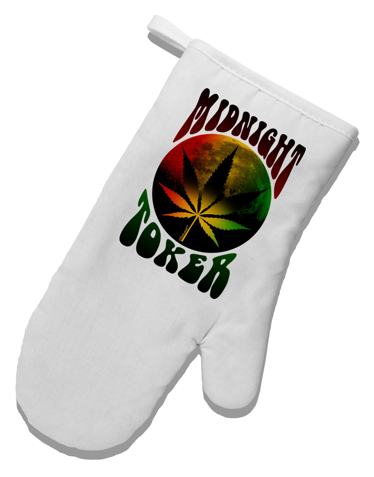Midnight Toker Marijuana White Printed Fabric Oven Mitt-Oven Mitt-TooLoud-White-Davson Sales