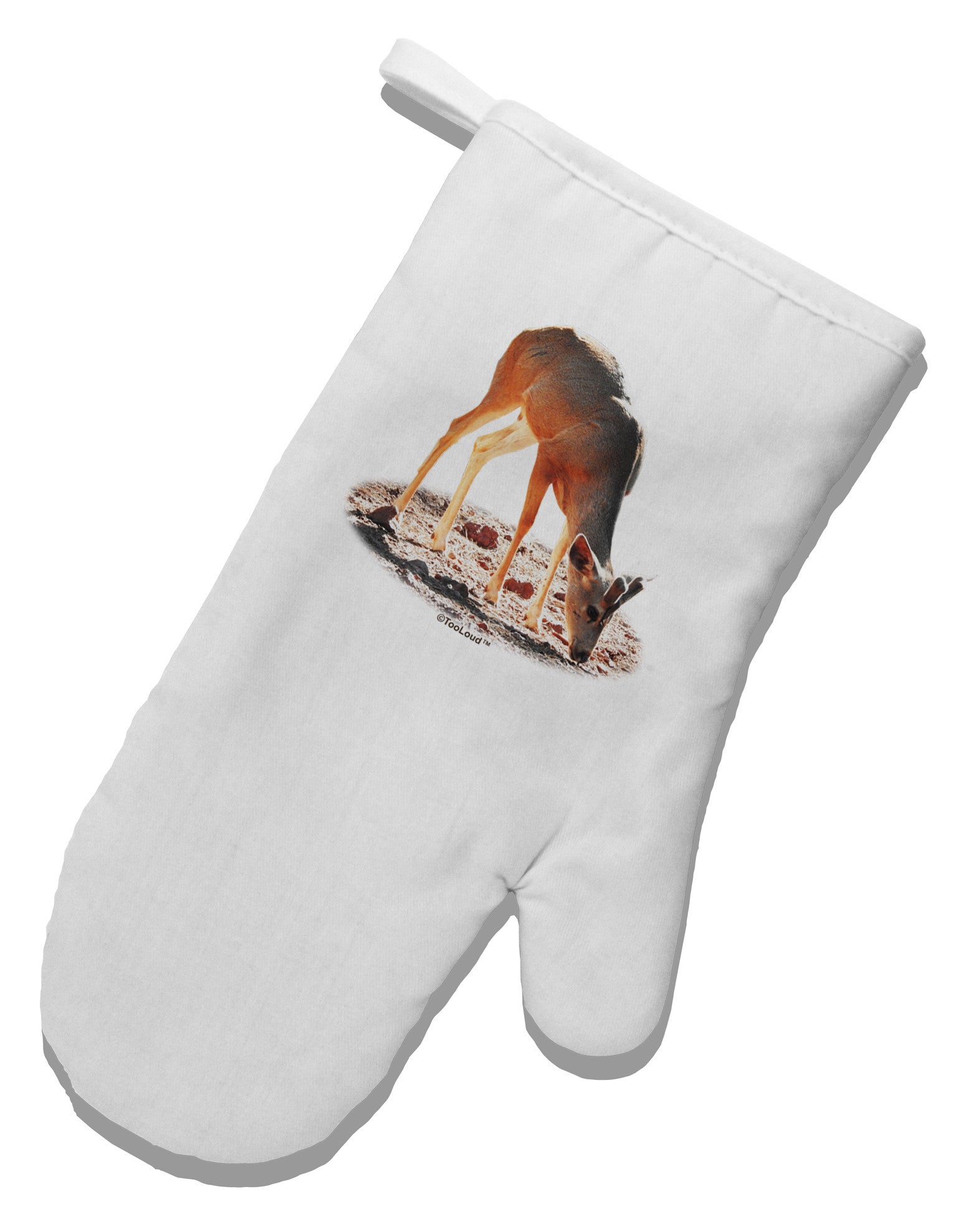 Little Buck Cutout White Printed Fabric Oven Mitt-Oven Mitt-TooLoud-White-Davson Sales