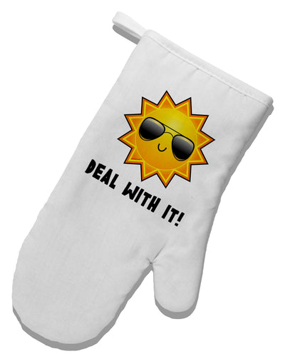 Deal With It Cute Sun White Printed Fabric Oven Mitt by TooLoud-Oven Mitt-TooLoud-White-Davson Sales