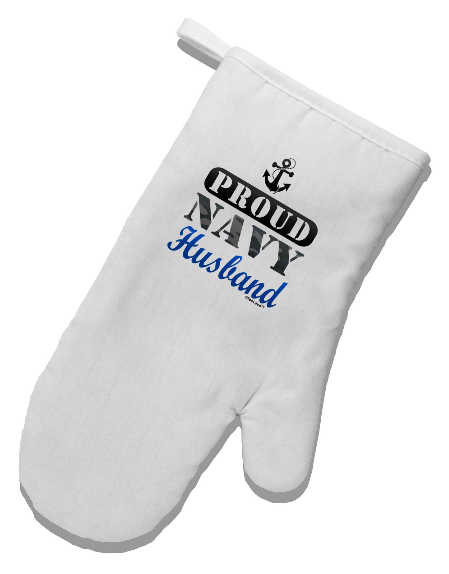 Proud Navy Husband White Printed Fabric Oven Mitt-Oven Mitt-TooLoud-White-Davson Sales