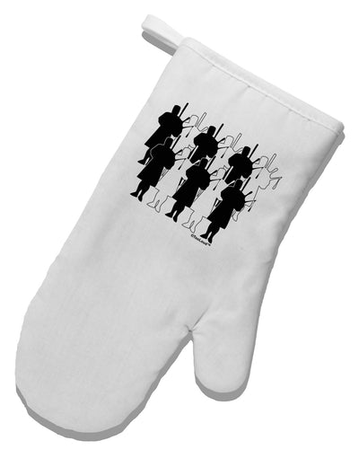 Eleven Pipers Piping White Printed Fabric Oven Mitt-Oven Mitt-TooLoud-White-Davson Sales