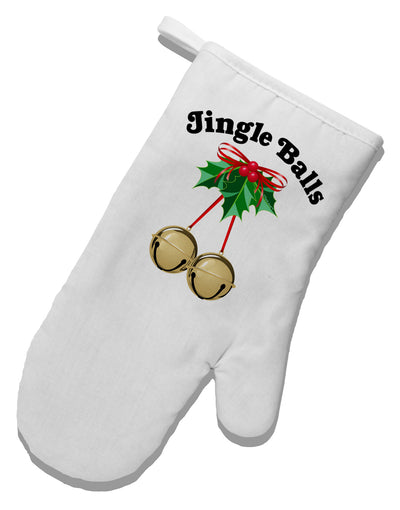 Jingle Balls with Text White Printed Fabric Oven Mitt-Oven Mitt-TooLoud-White-Davson Sales