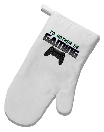 I'd Rather Be Gaming White Printed Fabric Oven Mitt-Oven Mitt-TooLoud-White-Davson Sales