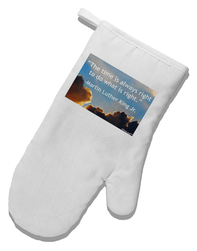 The Time Is Always Right White Printed Fabric Oven Mitt-Oven Mitt-TooLoud-White-Davson Sales