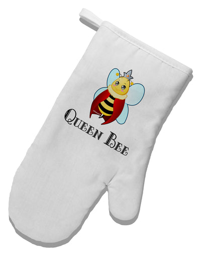 Queen Bee Text White Printed Fabric Oven Mitt by TooLoud-Oven Mitt-TooLoud-White-Davson Sales