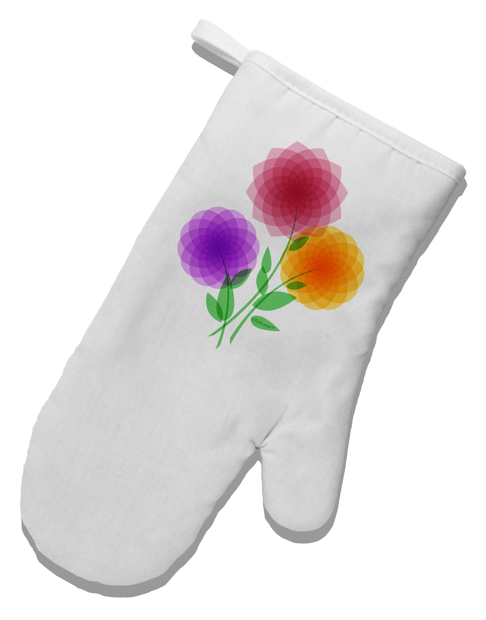 Crystal Dahlias White Printed Fabric Oven Mitt-Oven Mitt-TooLoud-White-Davson Sales