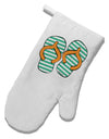 Striped Flip Flops - Teal and Orange White Printed Fabric Oven Mitt-Oven Mitt-TooLoud-White-Davson Sales