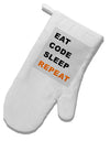 Eat Sleep Code Repeat White Printed Fabric Oven Mitt by TooLoud-Oven Mitt-TooLoud-White-Davson Sales