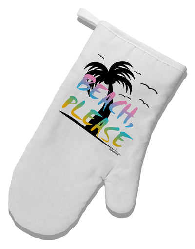 Beach Please - Summer Colors with Palm Trees White Printed Fabric Oven Mitt-Oven Mitt-TooLoud-White-Davson Sales