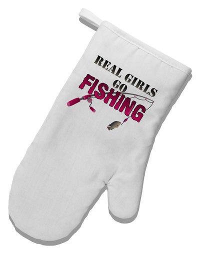 Real Girls Go Fishing White Printed Fabric Oven Mitt-Oven Mitt-TooLoud-White-Davson Sales