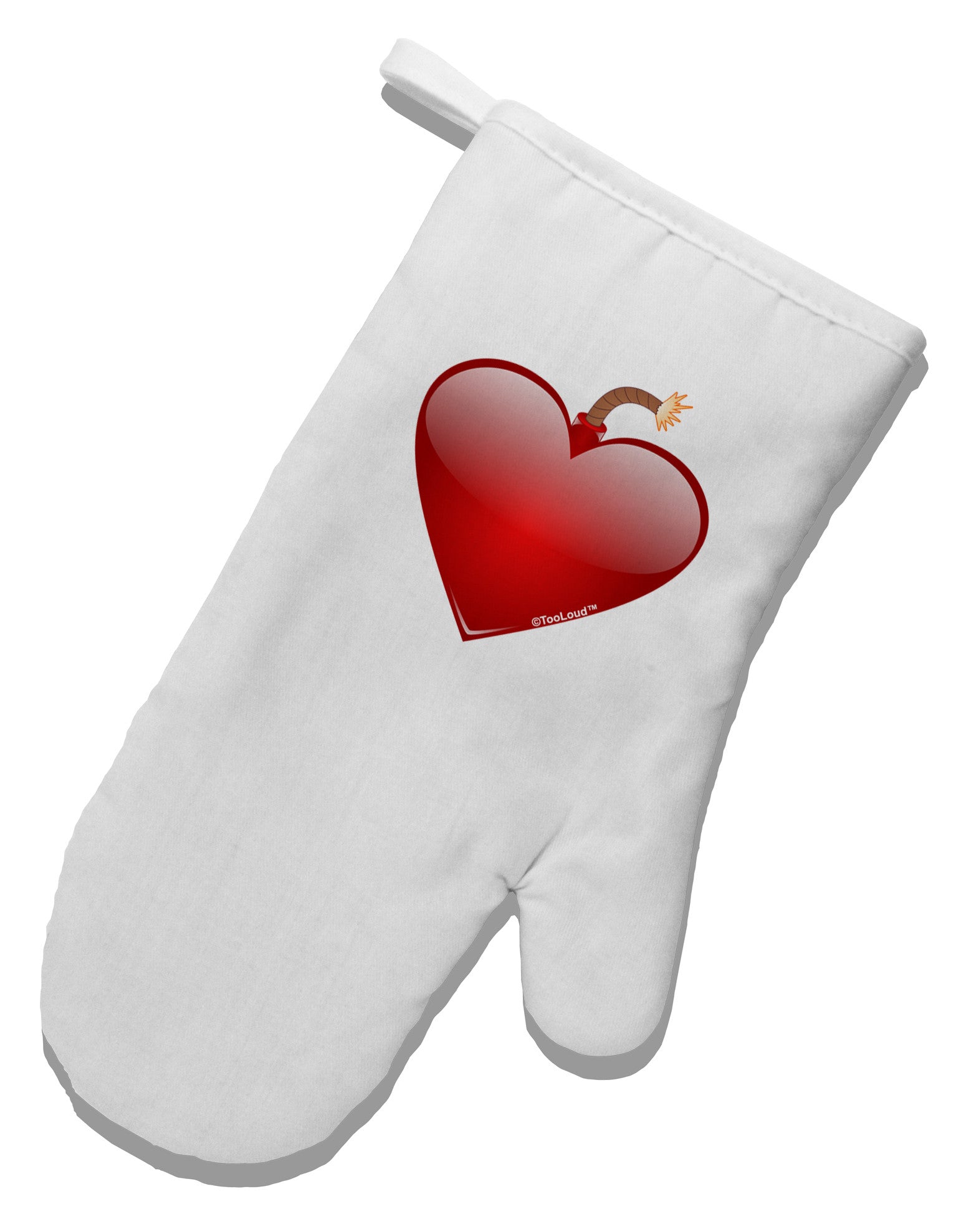 Love Bomb White Printed Fabric Oven Mitt-Oven Mitt-TooLoud-White-Davson Sales