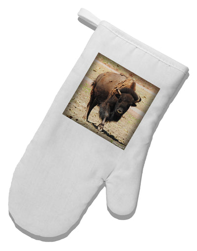 Strong Bison White Printed Fabric Oven Mitt-Oven Mitt-TooLoud-White-Davson Sales