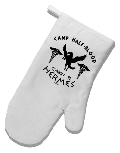 Camp Half Blood Cabin 11 Hermes White Printed Fabric Oven Mitt by TooLoud-Oven Mitt-TooLoud-White-Davson Sales