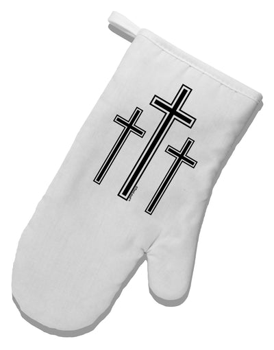 Three Cross Design - Easter White Printed Fabric Oven Mitt by TooLoud-Oven Mitt-TooLoud-White-Davson Sales