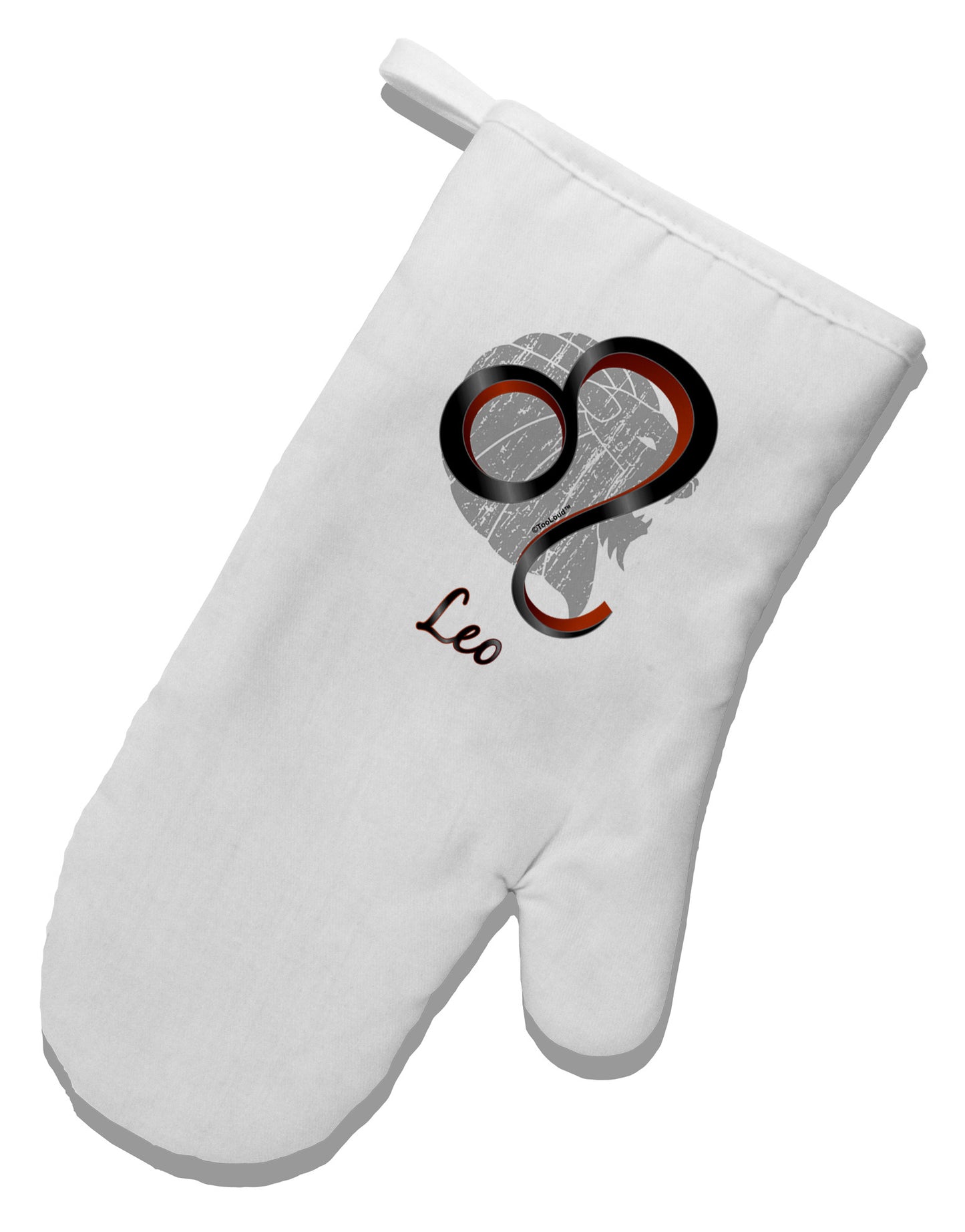 Leo Symbol White Printed Fabric Oven Mitt-Oven Mitt-TooLoud-White-Davson Sales