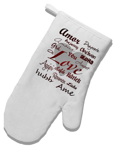 Love Languages White Printed Fabric Oven Mitt by TooLoud-Oven Mitt-TooLoud-White-Davson Sales