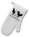 Three French Hens Text White Printed Fabric Oven Mitt-Oven Mitt-TooLoud-White-Davson Sales