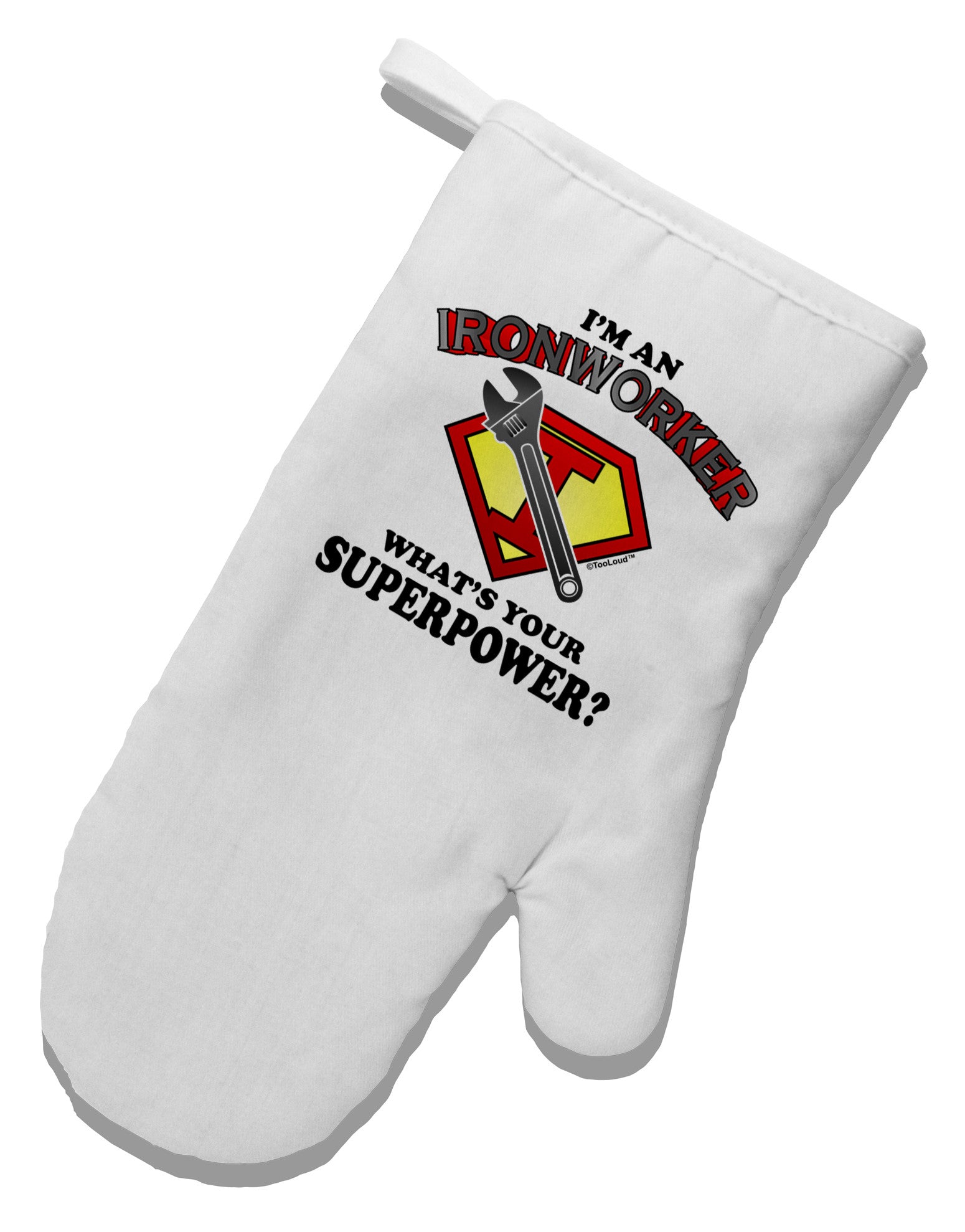 Ironworker - Superpower White Printed Fabric Oven Mitt-Oven Mitt-TooLoud-White-Davson Sales