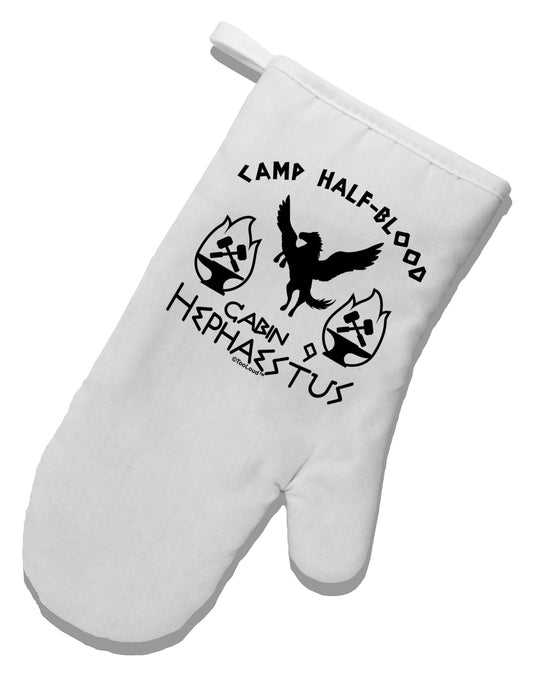Cabin 9 Hephaestus Half Blood White Printed Fabric Oven Mitt-Oven Mitt-TooLoud-White-Davson Sales