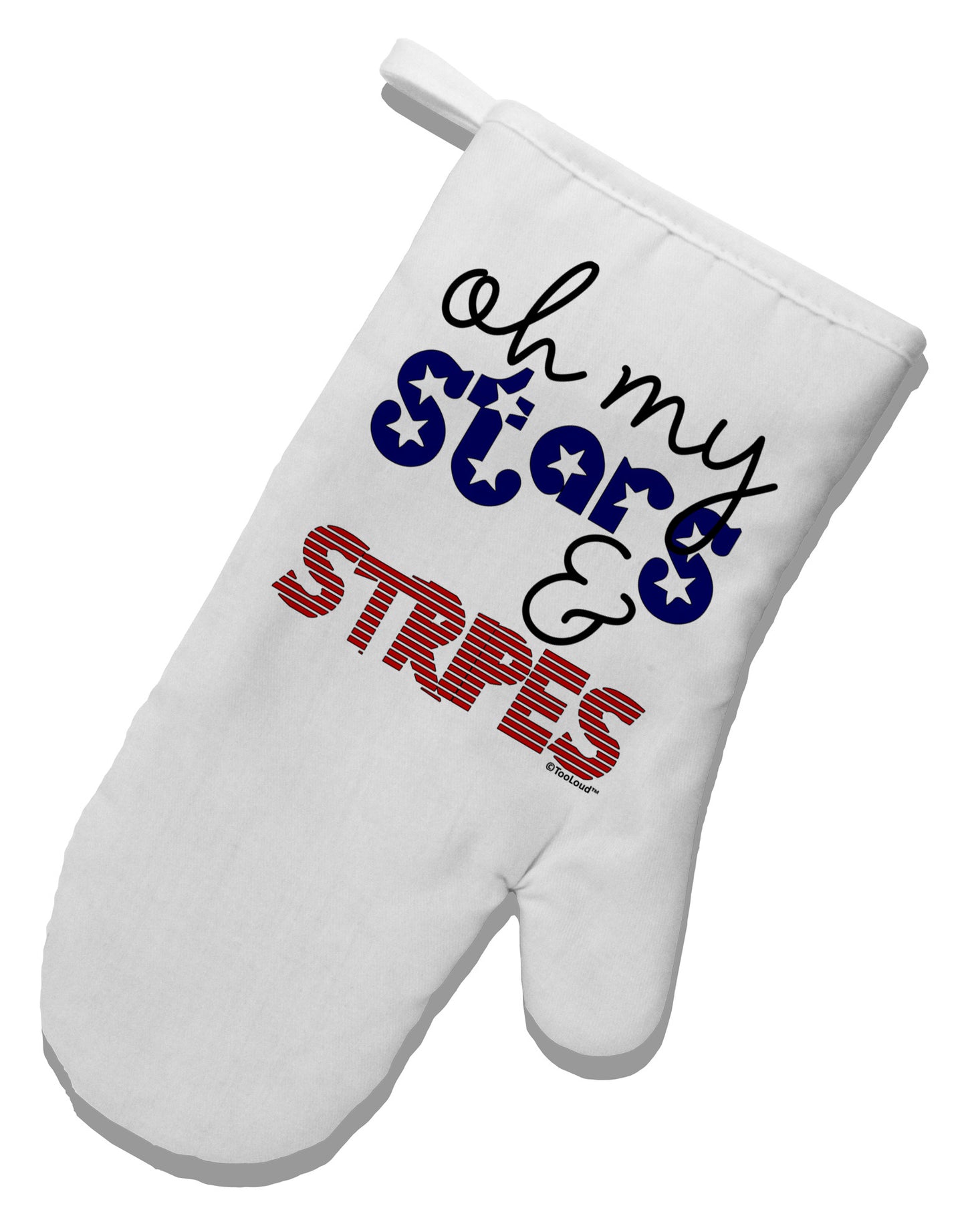Oh My Stars and Stripes - Patriotic Design White Printed Fabric Oven Mitt-Oven Mitt-TooLoud-White-Davson Sales