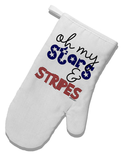 Oh My Stars and Stripes - Patriotic Design White Printed Fabric Oven Mitt-Oven Mitt-TooLoud-White-Davson Sales