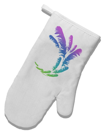 Tropical Feathers White Printed Fabric Oven Mitt-Oven Mitt-TooLoud-White-Davson Sales