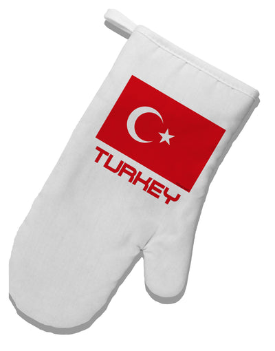 Turkey Flag with Text White Printed Fabric Oven Mitt by TooLoud-Oven Mitt-TooLoud-White-Davson Sales