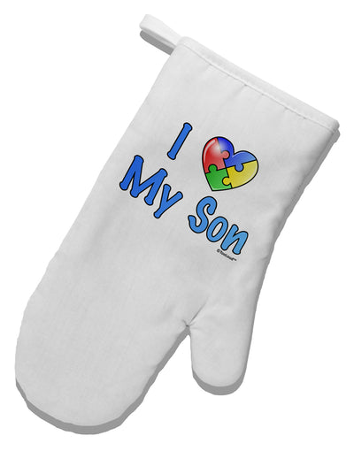 I Heart My Son - Autism Awareness White Printed Fabric Oven Mitt by TooLoud-Oven Mitt-TooLoud-White-Davson Sales