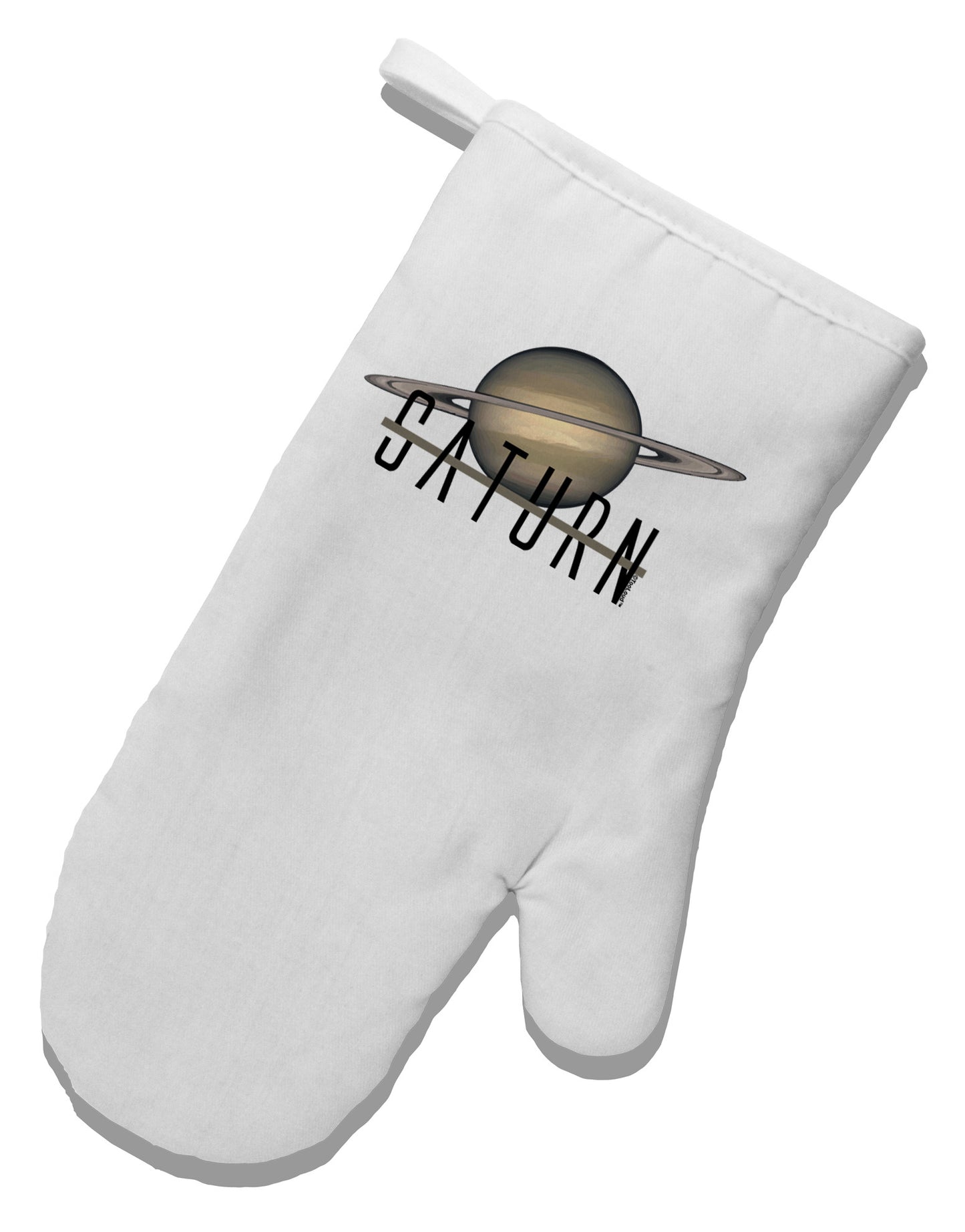 Planet Saturn Text White Printed Fabric Oven Mitt by TooLoud-Oven Mitt-TooLoud-White-Davson Sales