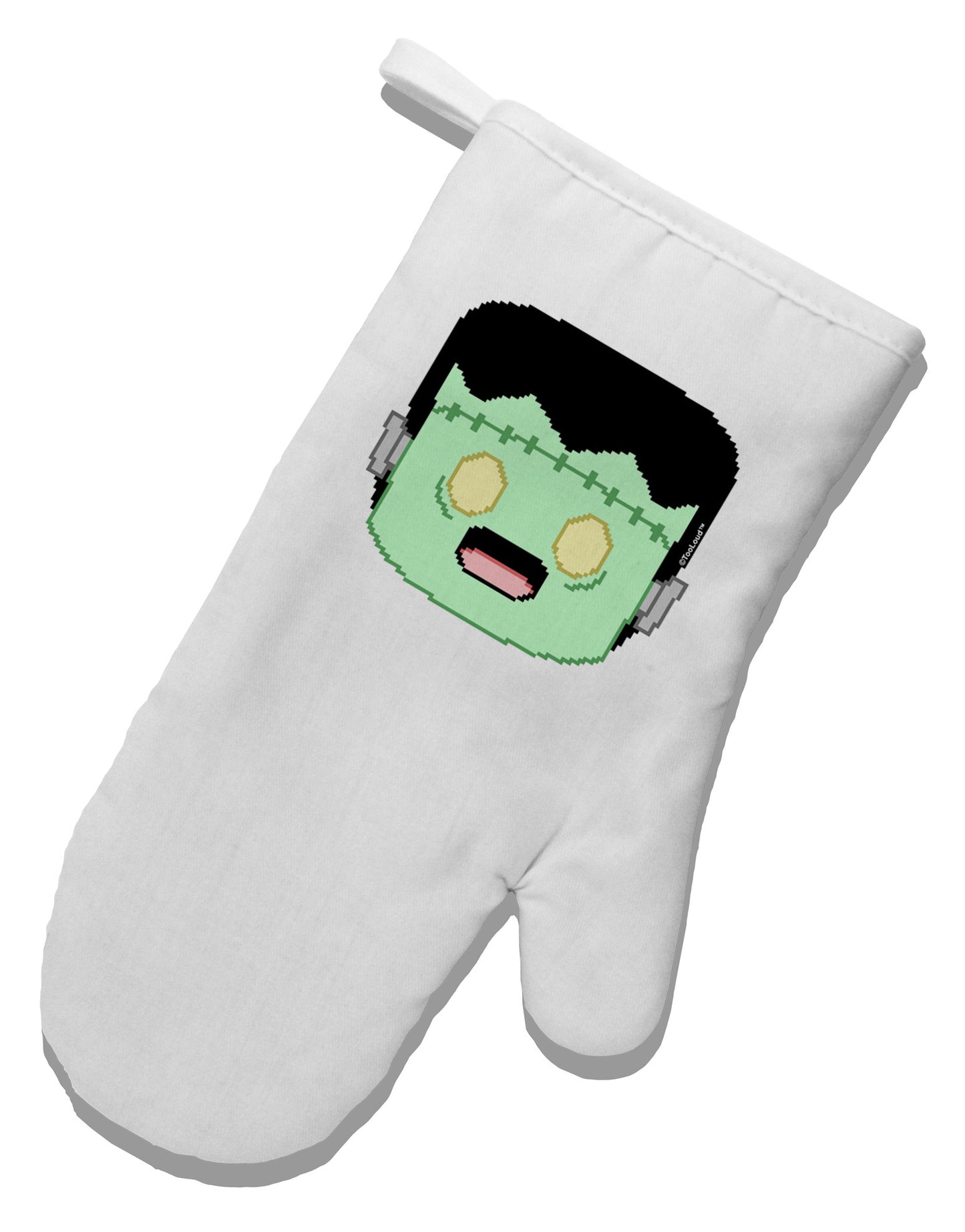 Cute Pixel Monster White Printed Fabric Oven Mitt-Oven Mitt-TooLoud-White-Davson Sales