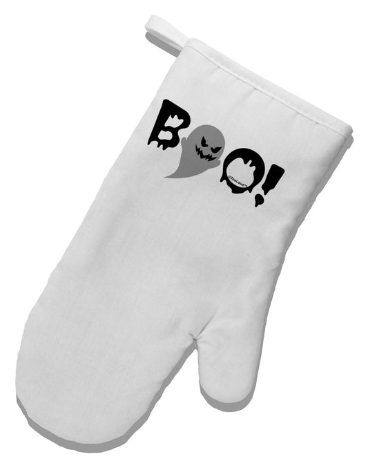 Scary Boo Text White Printed Fabric Oven Mitt-Oven Mitt-TooLoud-White-Davson Sales