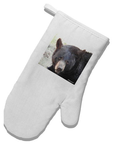 Staring Black Bear White Printed Fabric Oven Mitt-Oven Mitt-TooLoud-White-Davson Sales